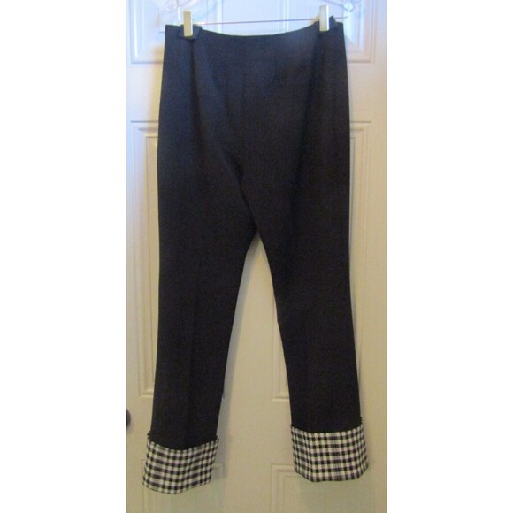 Alberto Makali Black Pants NWT Wide Gingham Cuff Side Zip Retail $119 Sz 8 - Picture 3 of 7